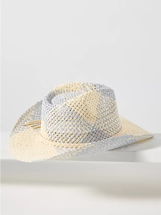Anthropologie Two Tone Straw Rancher Hat One Size Bendable New main image 5